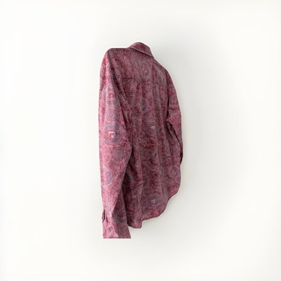 VTG Tommy Hilfiger Red Label Denim Shirt XL Red Paisley Long Sleeve Button Up - Picture 7 of 7